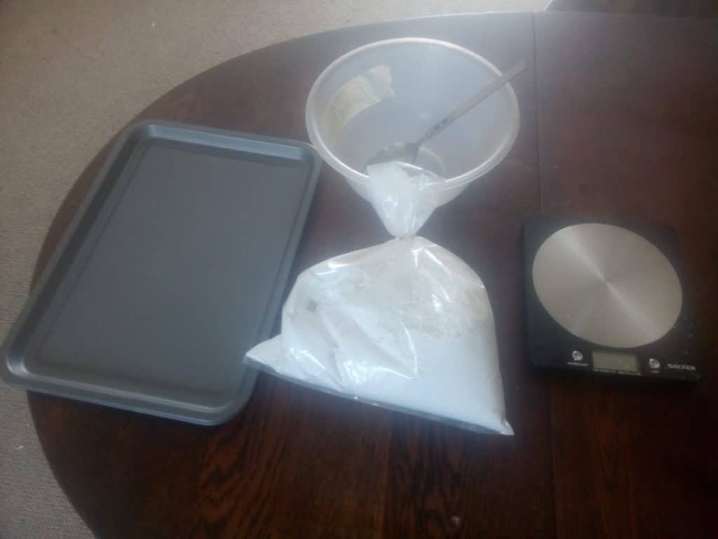 Some of the equipment I used to make the granules.