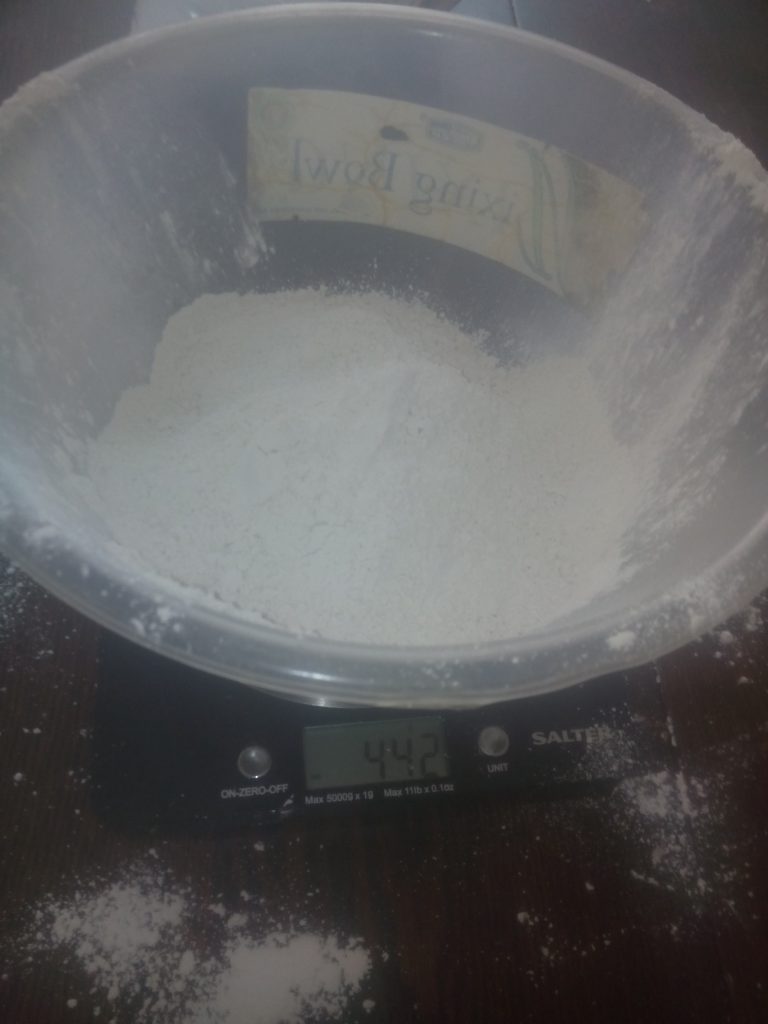 Weighing the plaster of Paris